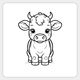 Cute Baby Cow Animal Outline Sticker